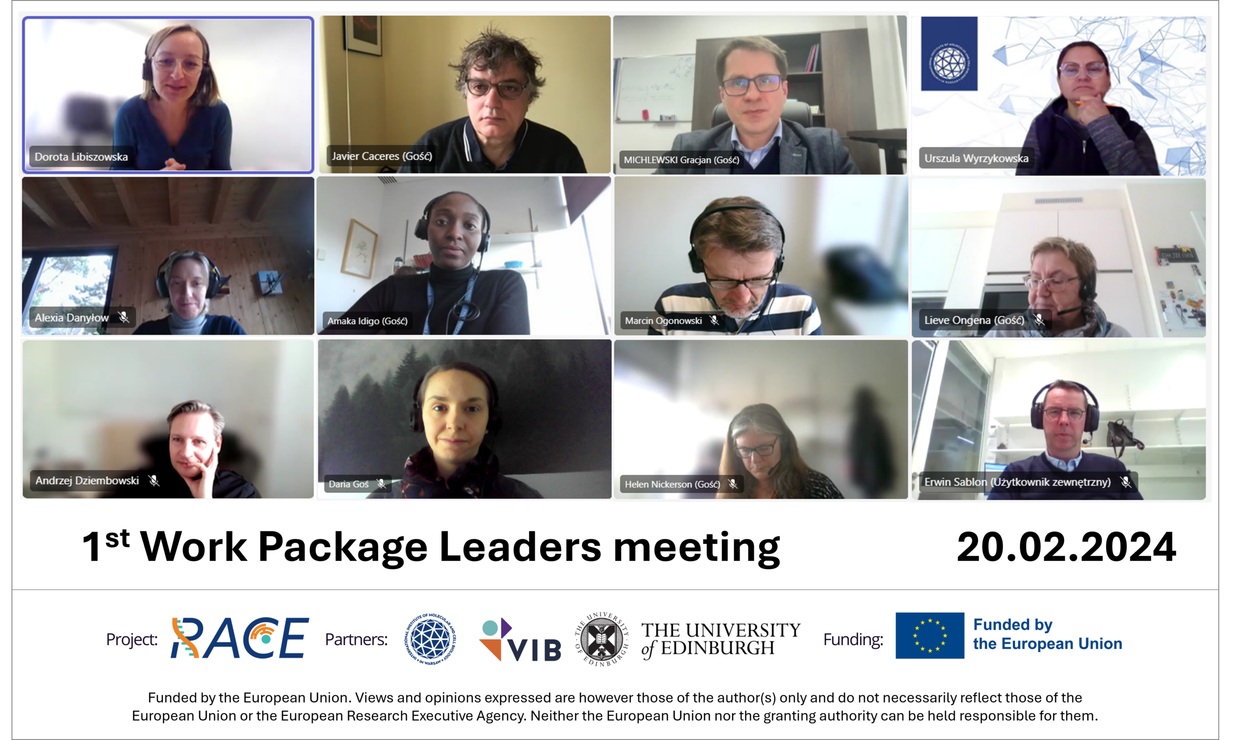 1st RACE Work Package Leaders Meeting Kicks Off Project Coordination