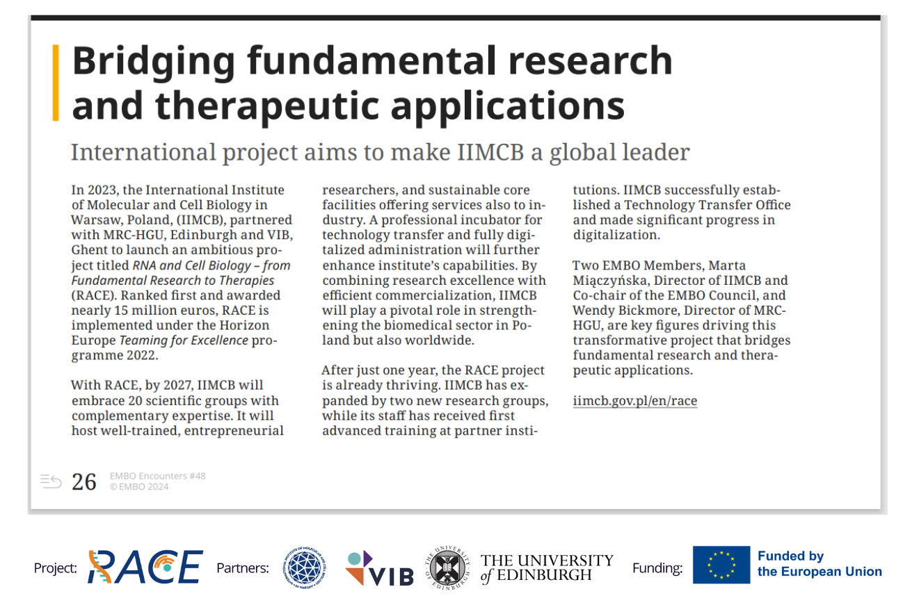 RACE Project Featured in EMBO Encounters Magazine